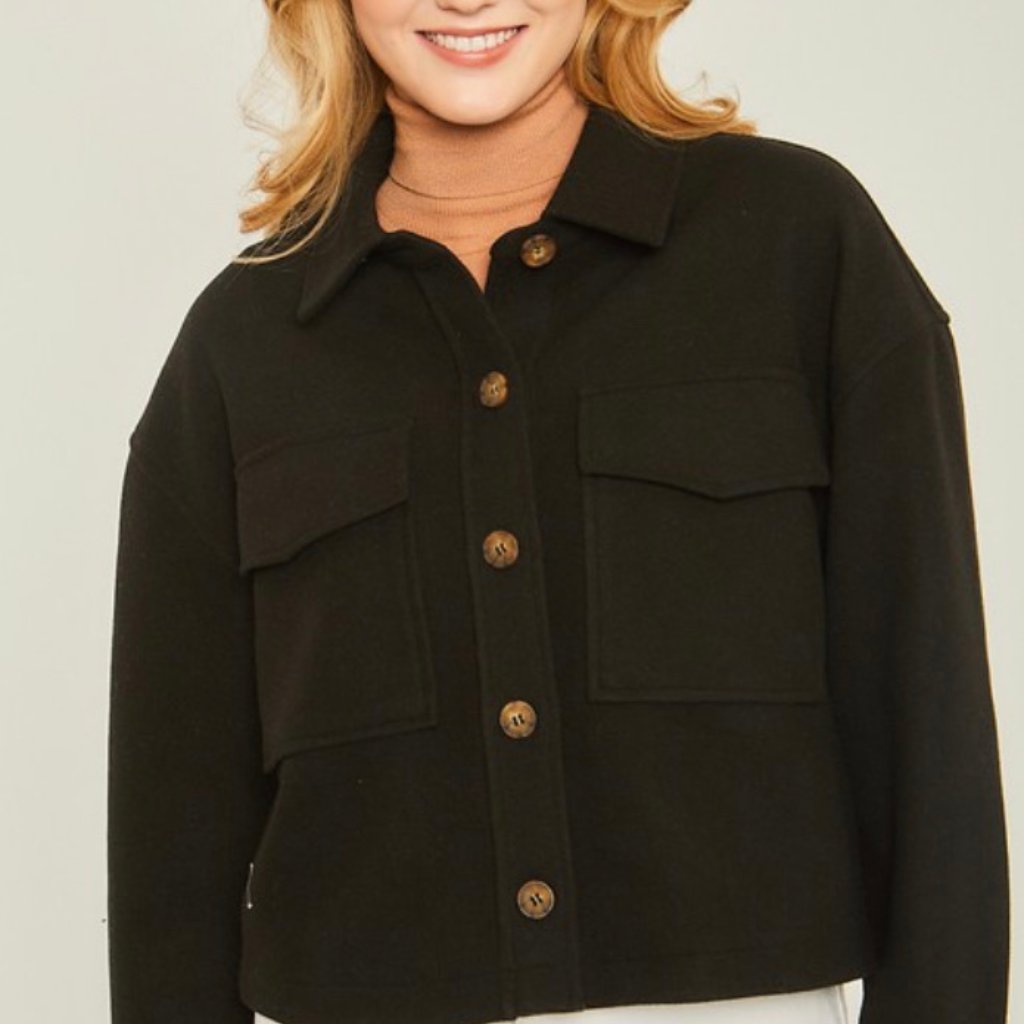 Solid Warm Comfy Relaxed Button Up Jacket